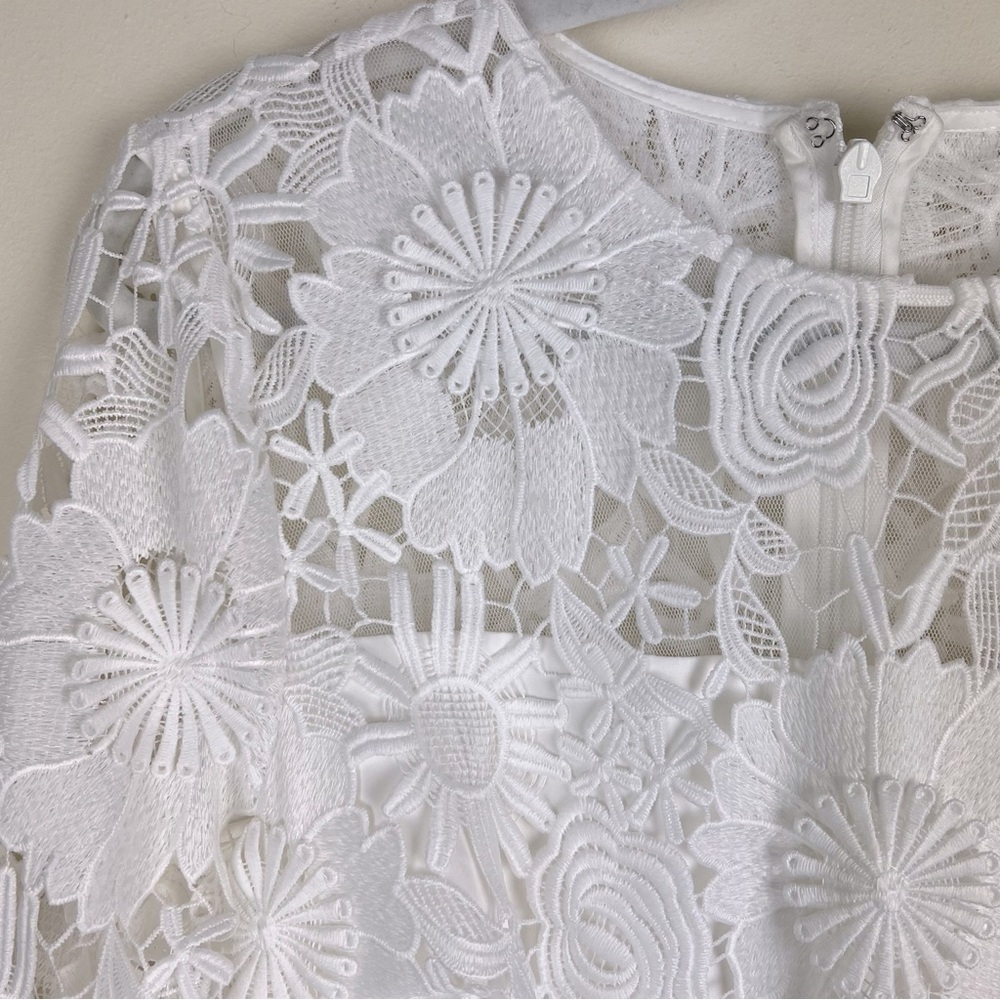 Milly | Nessa 3D White Lace Mini Dress LWD Bride | 4 - Picture 7 of 16